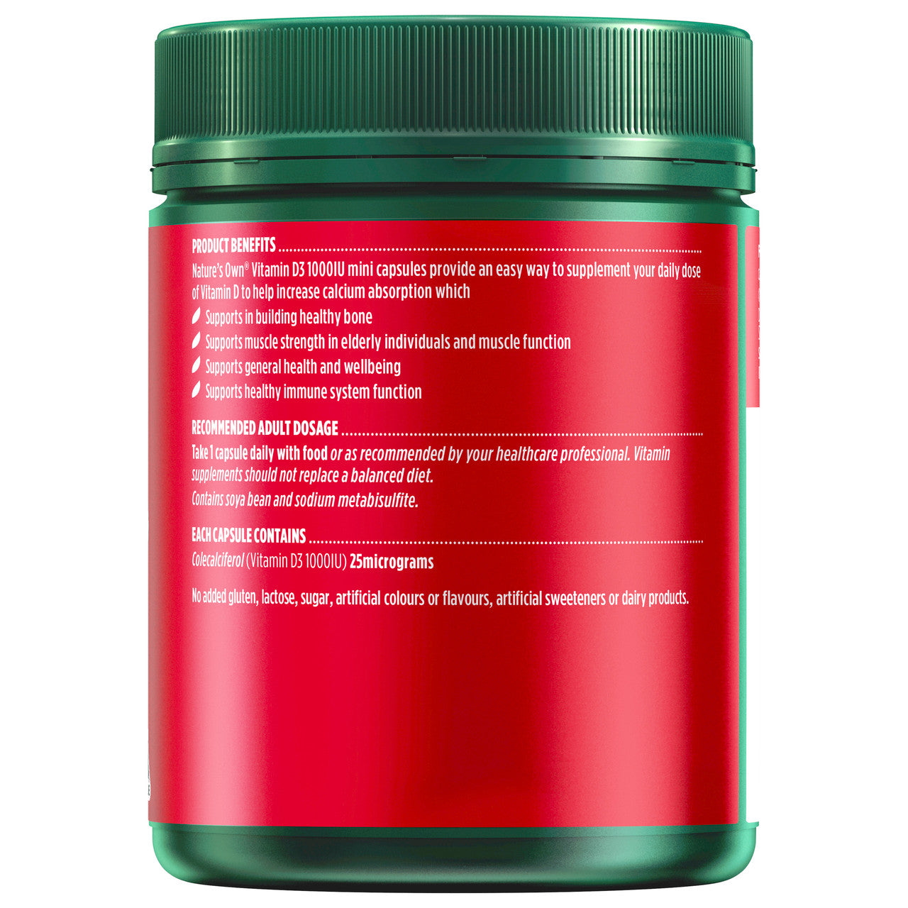 Nature's Own Vitamin D3 1000IU 400 Capsules - Cutprice Online