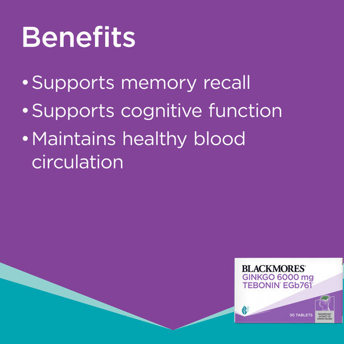 Blackmores Ginkgo 6000mg 30 Tablets - Cutprice Online