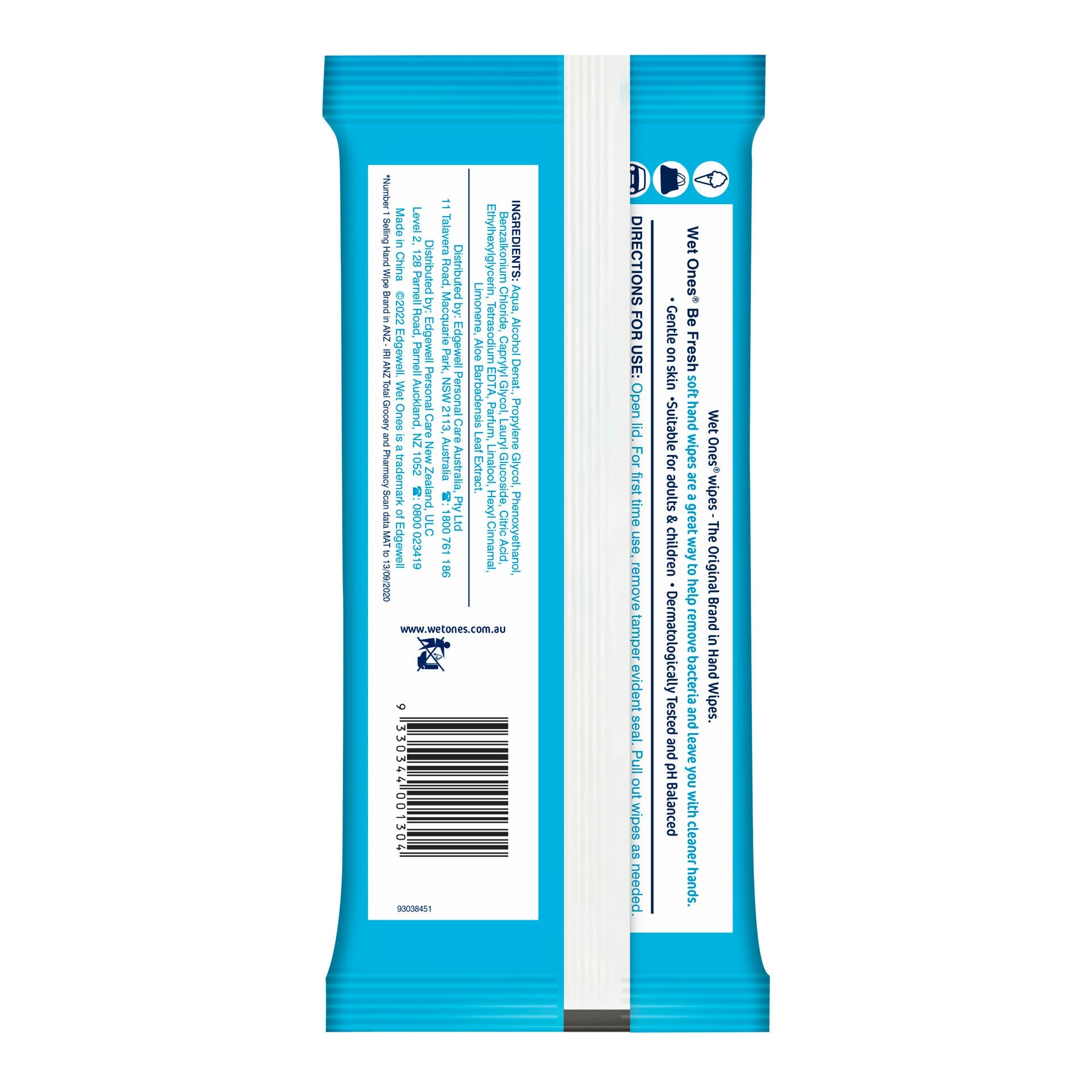 Wet Ones Be Fresh Original Antibacterial Hand & Body Wipes 40 Wipes