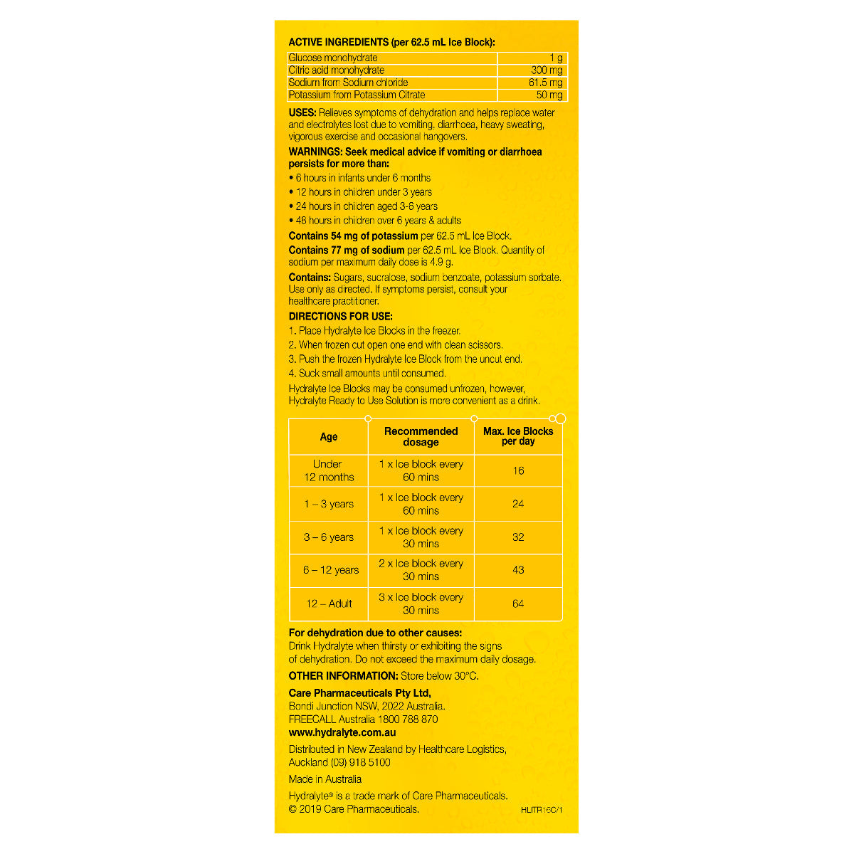 Hydralyte Electrolyte Ice Blocks Tropical 16 - Cutprice Online
