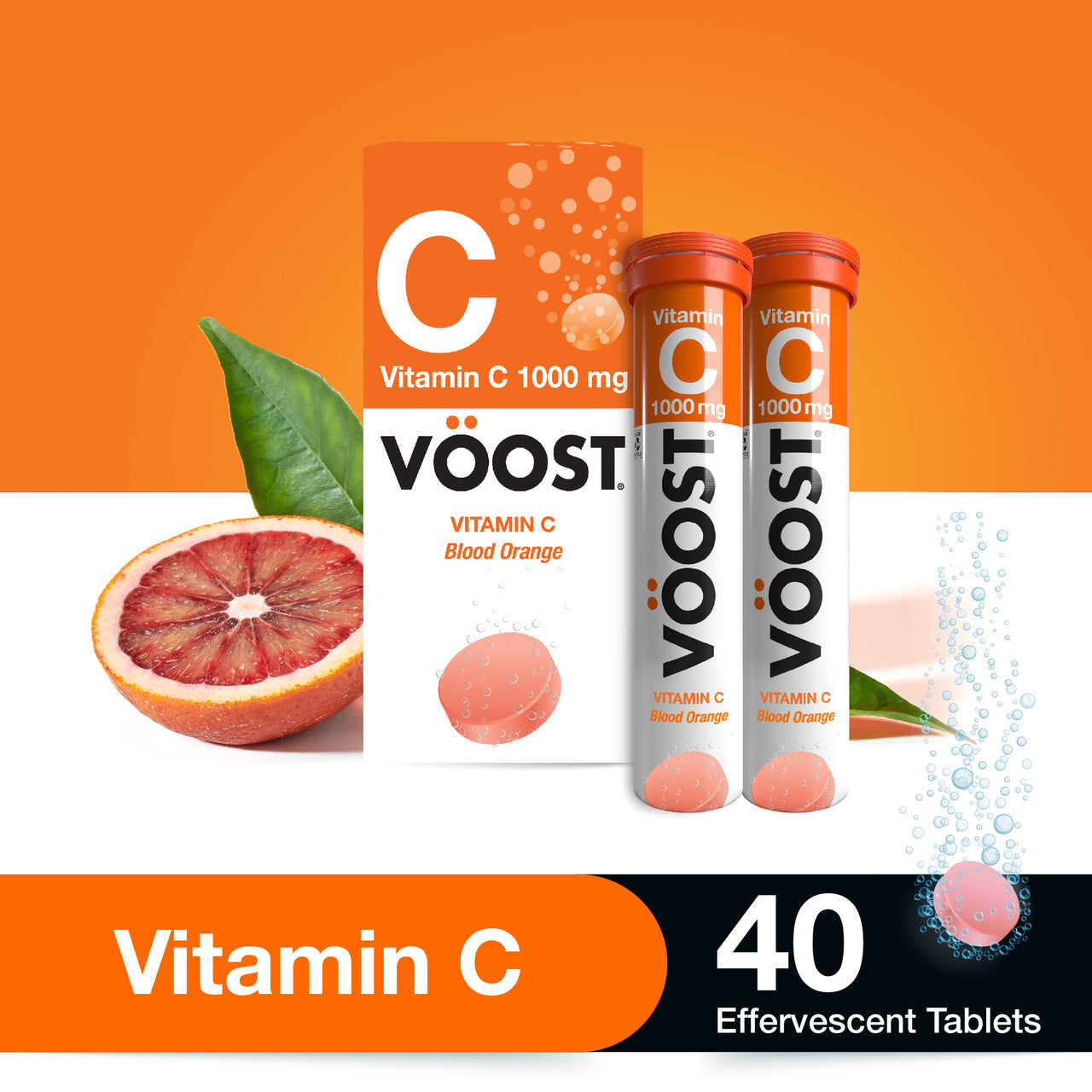 VÖOST Vitamin C Blood Orange Effervescent Tablets 40 Pack - Cutprice Online