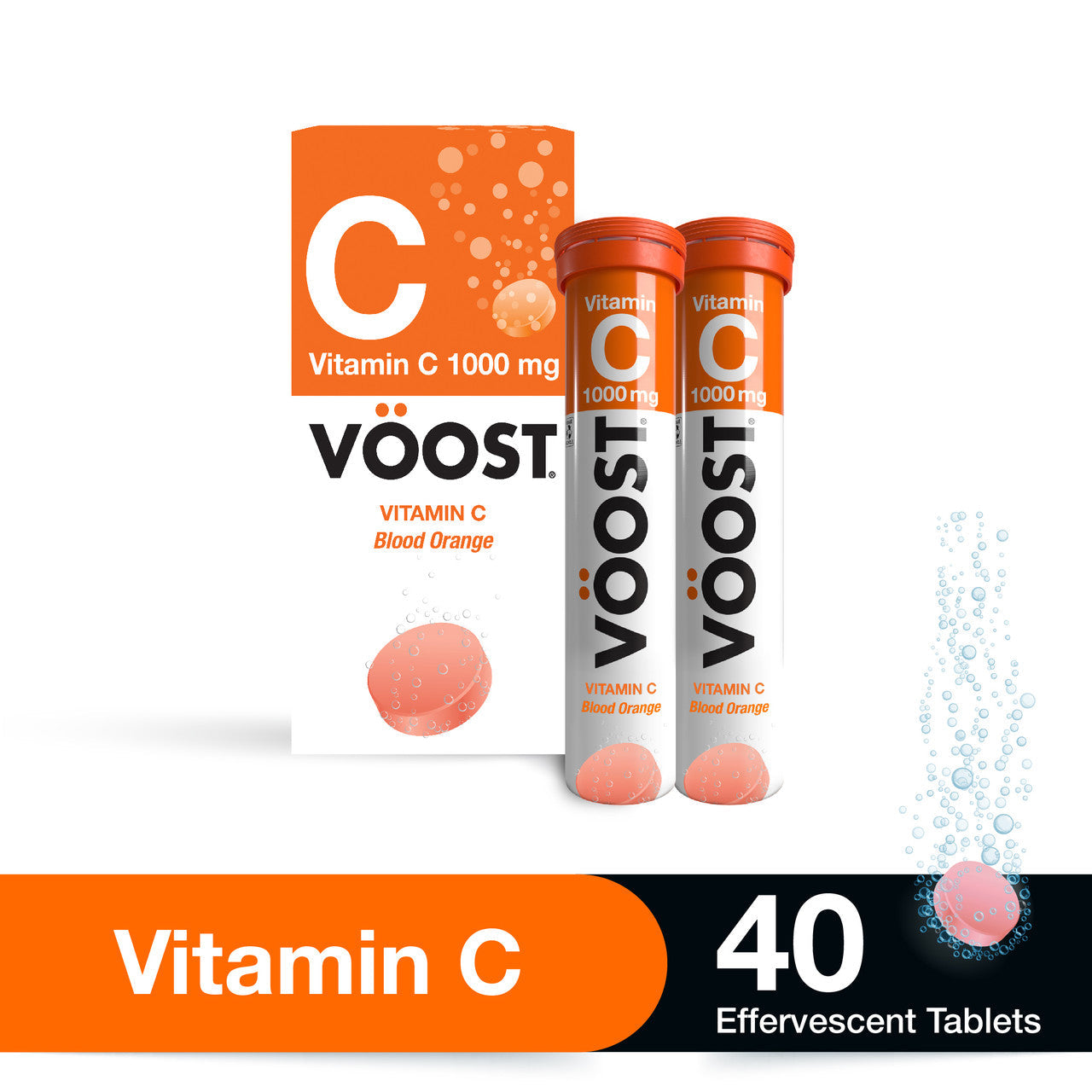 VÖOST Vitamin C Blood Orange Effervescent Tablets 40 Pack - Cutprice Online