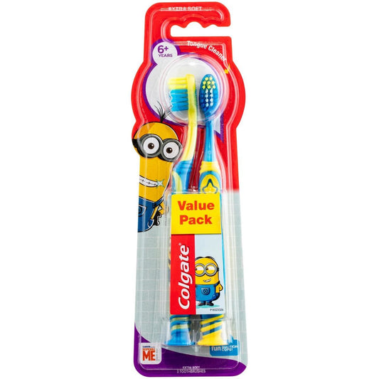 Colgate Minions Kids Toothbrush 6+ Years Extra Soft 2 Pack - Cutprice Online