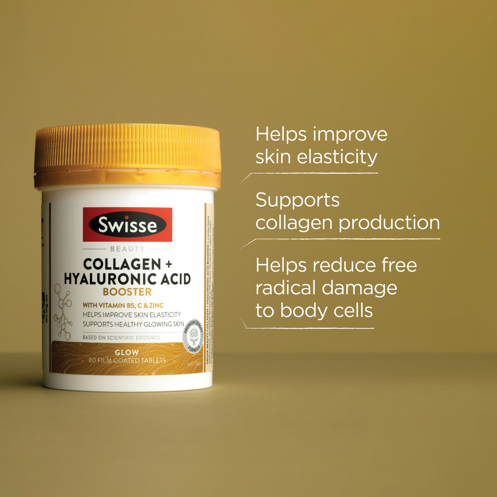 Swisse Beauty Collagen + Hyaluronic Acid Booster 80 Tablets - Cutprice Online