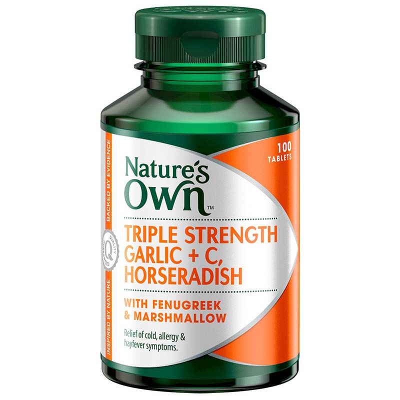 Nature's Own Triple Strength Garlic + C, Horseradish 100 Tablets - Cutprice Online