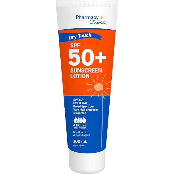 Pharmacy Choice OTC Dry Touch SPF 50+ Sunscreen Lotion Tube 100mL