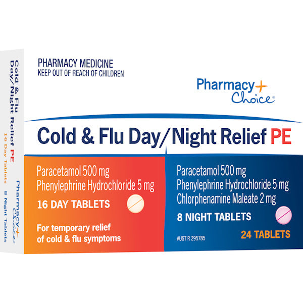Pharmacy Choice OTC Cold & Flu Day & Night Relief PE Tablets 24