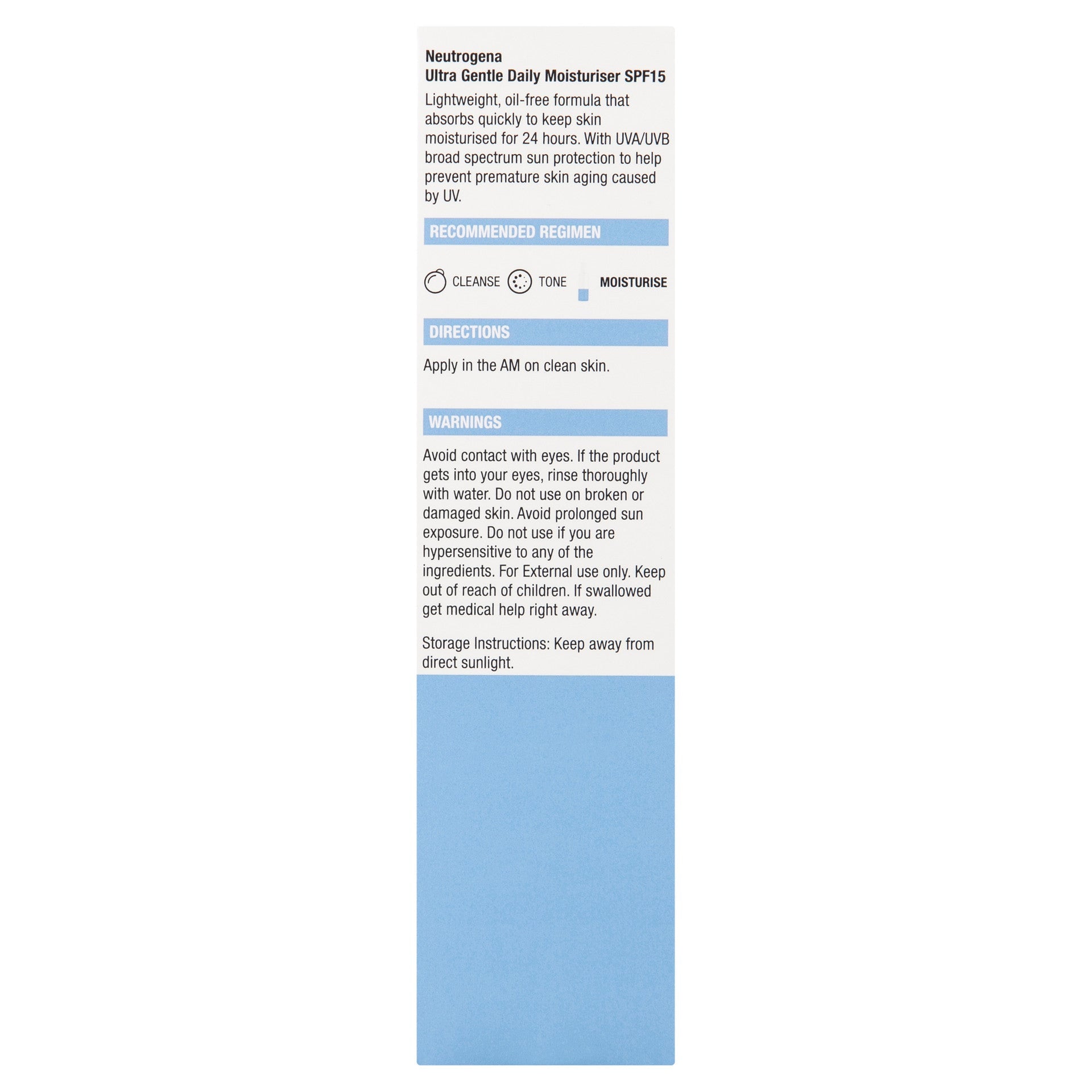 Neutrogena Ultra Gentle Daily Moisturiser SPF15 100mL - Cutprice Online