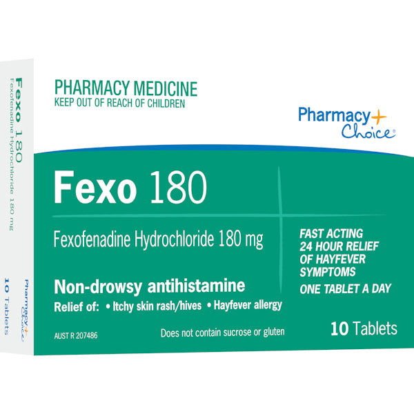 Pharmacy Choice OTC Fexofenadine Tablets 180mg 10