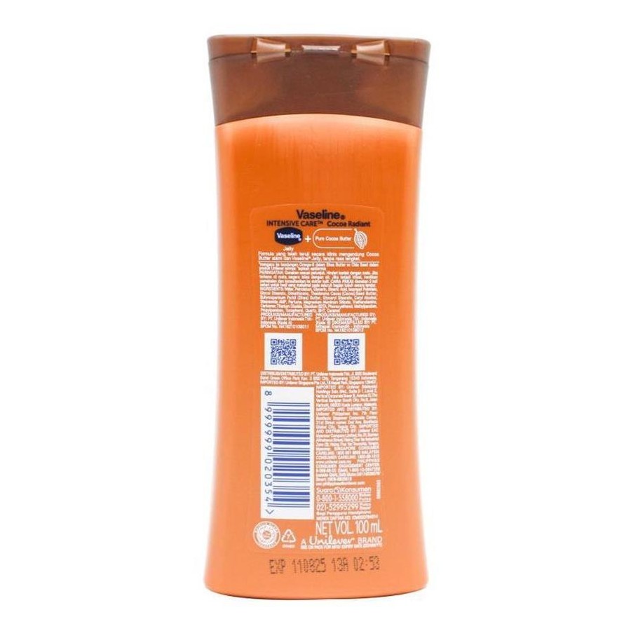 Vaseline 100ml Intensive Care Cream Cocoa Radiant Nourishing Body Lotion