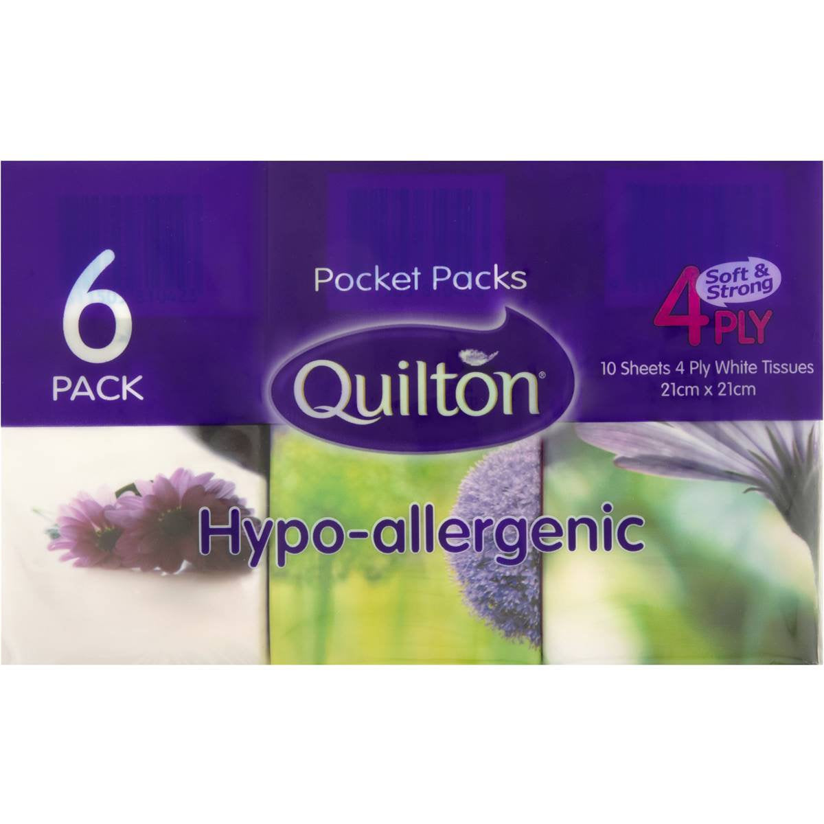 Quilton Pocket Packs 4ply Hypo Allergenic 6 Pack - Cutprice Online