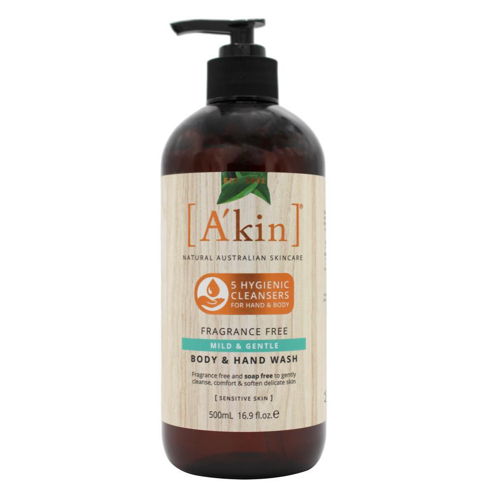 Akin Fragrance Free Mild & Gentle Body & Hand Wash 500ml