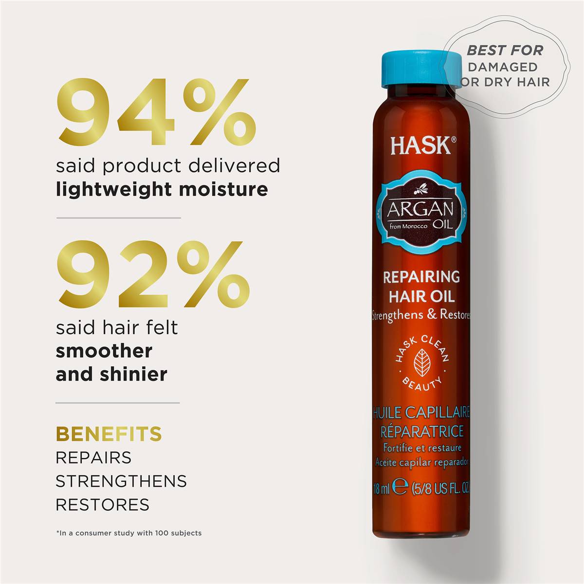 Hask Repairing Hair ARGAN Oil VIAL 18ml - Cutprice Online