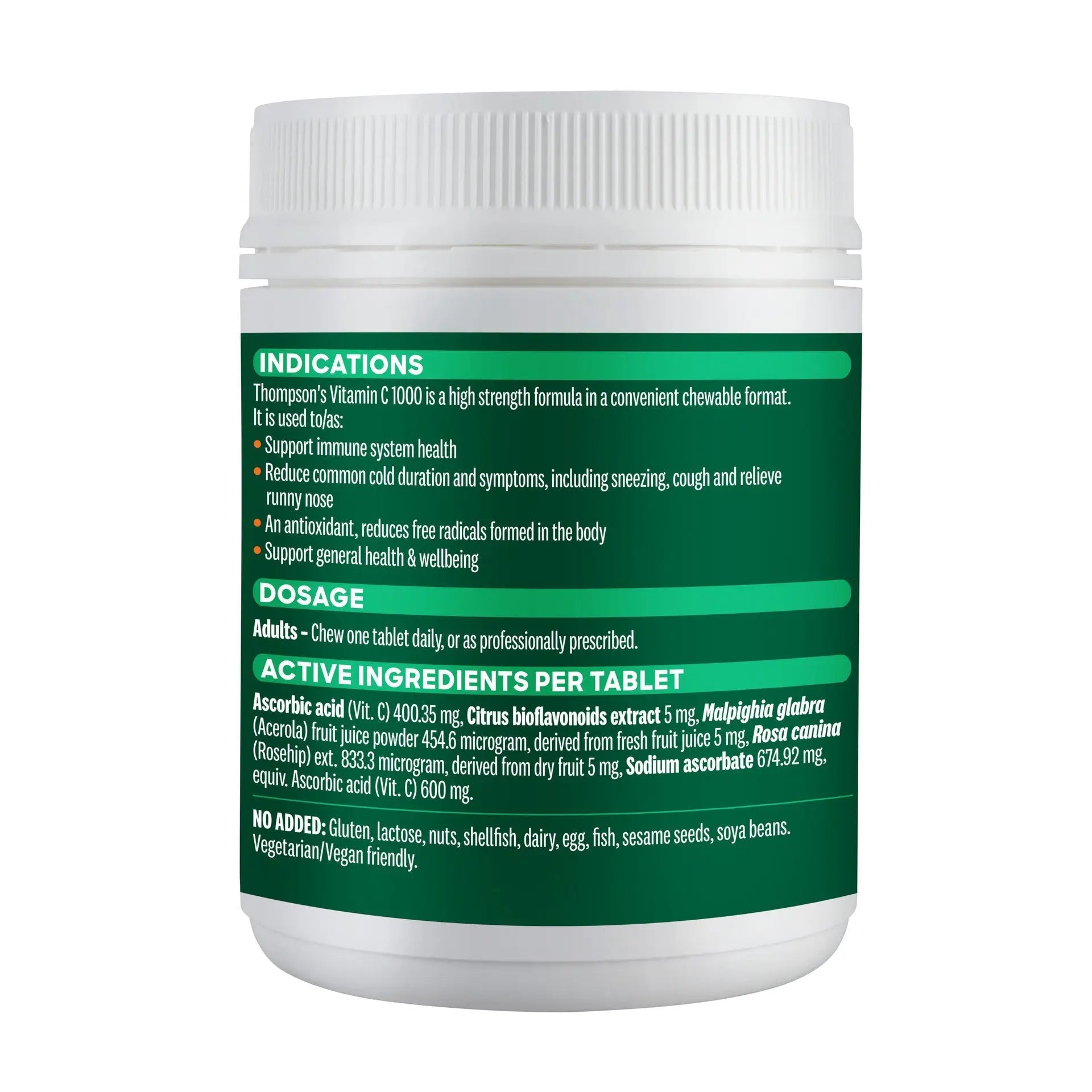 Thompsons Vitamin C 1000mg 150 Chewable Tablets THOMPSON’S