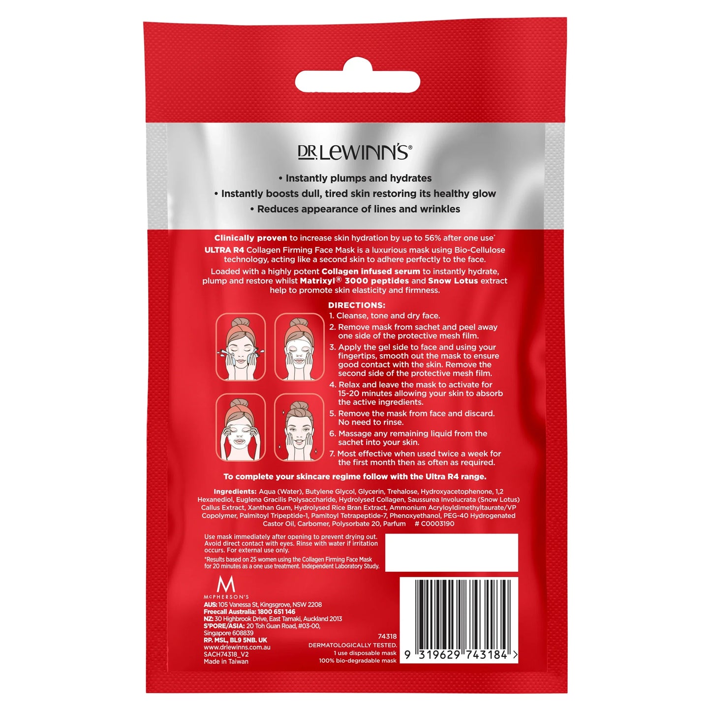 Dr. Lewinn's Plump+lift Collagen Plumping Face Mask 1pc