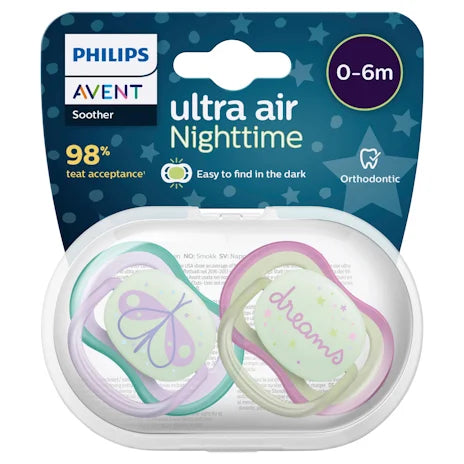 Avent Ultra Air Night Soother 0-6 Months 2 Pack (Colour/design May Vary and May Be Different to Pictured) - Cutprice Online