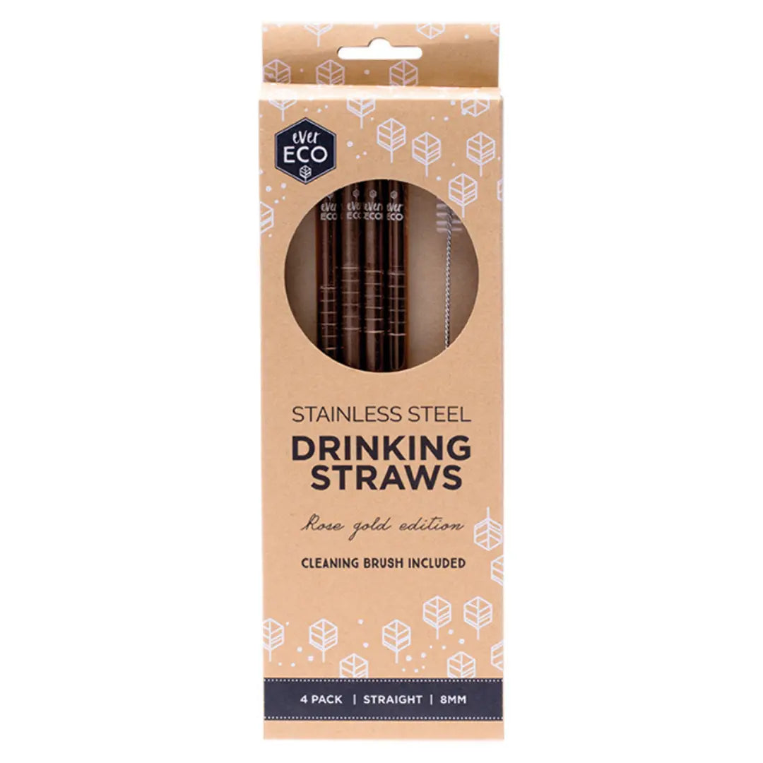 EVER ECO Stainless Steel Straws - Straight Rose Gold 4 EVER ECO
