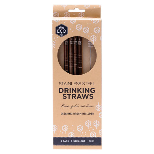 EVER ECO Stainless Steel Straws - Straight Rose Gold 4 EVER ECO
