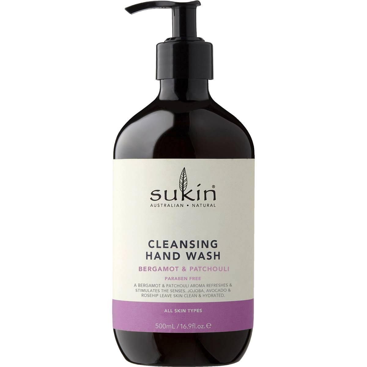 Sukin Cleansing Hand Wash Bergamot & Patchouli Pump 500ml - Cutprice Online