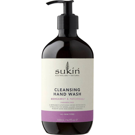 Sukin Cleansing Hand Wash Bergamot & Patchouli Pump 500ml - Cutprice Online
