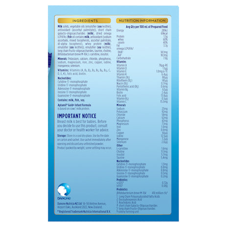 Aptamil Gold+ 1 Baby Infant Formula Powder Sachets From Birth to 6 Months 22.5g 5 Pack - Cutprice Online