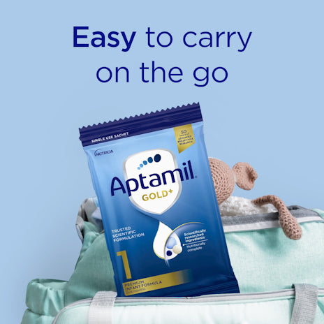 Aptamil Gold+ 1 Baby Infant Formula Powder Sachets From Birth to 6 Months 22.5g 5 Pack - Cutprice Online