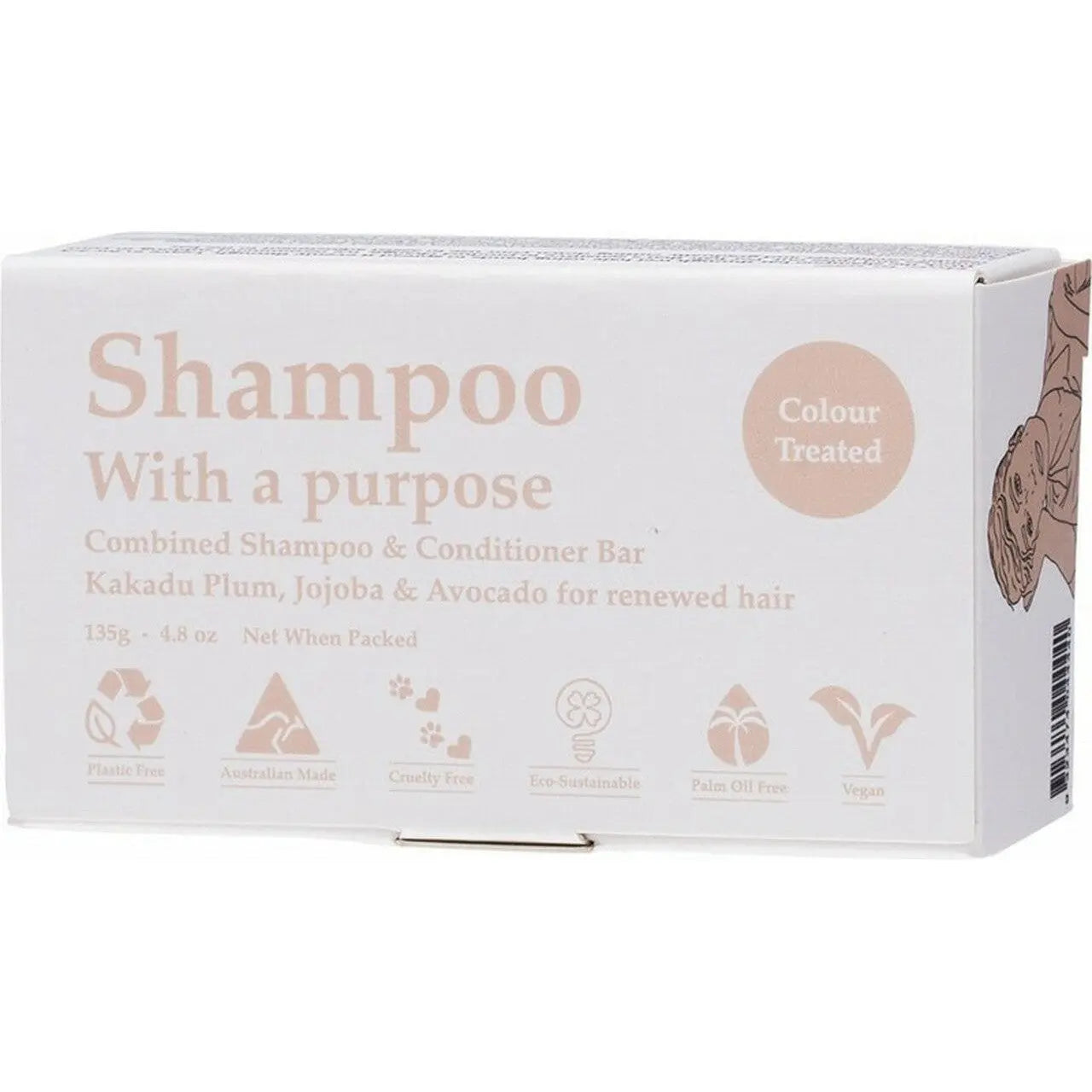 SHAMPOO WITH A PURPOSE Shampoo & Conditioner Bar Colour Treated Hair 135g SHAMPOO WITH A PURPOSE