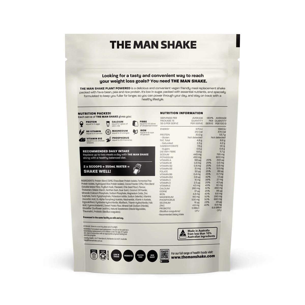 The Man Shake Plant Powder Chocolate 840g