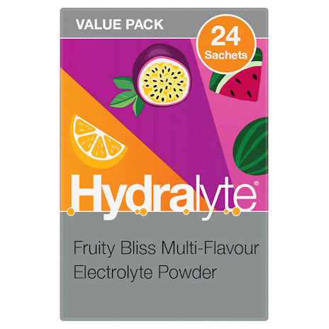 Hydralyte Fruity Bliss Multi-Flavour Electrolyte Powder 24 Sachets