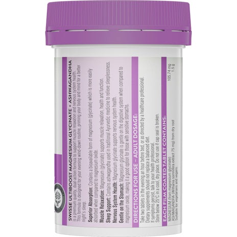 Swisse Ultiboost Magnesium Glycinate + Ashwagandha 60 Tabs