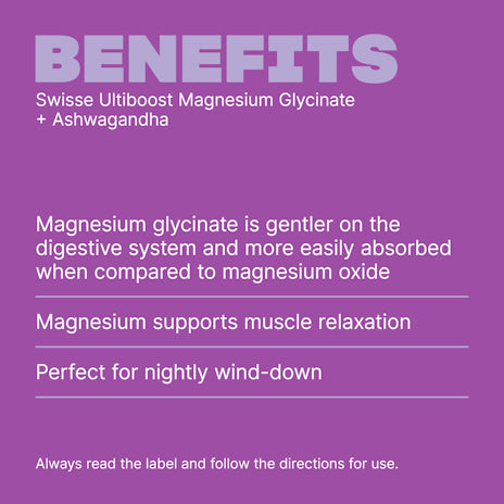 Swisse Ultiboost Magnesium Glycinate + Ashwagandha 60 Tabs
