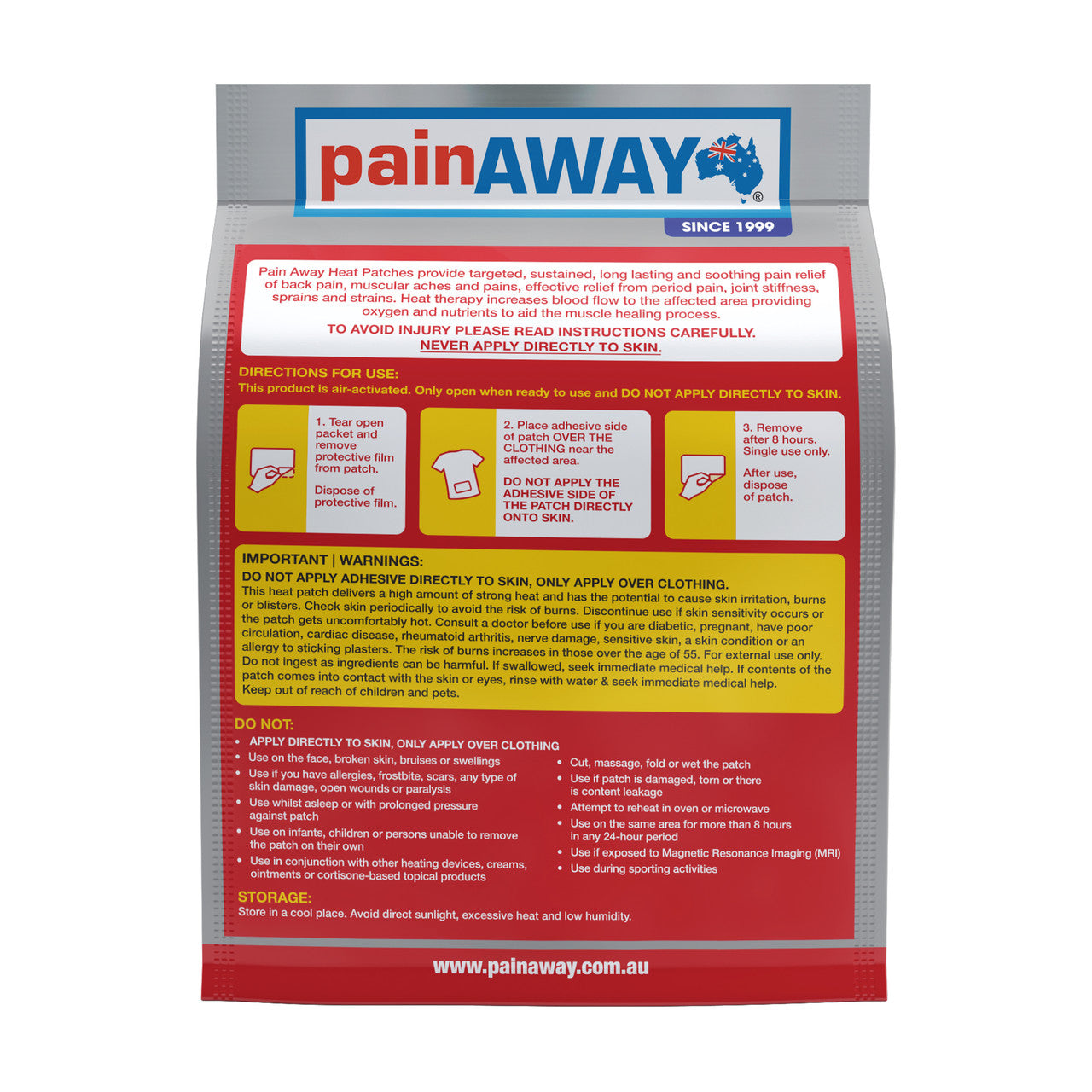 Pain Away Heat Patches Reg 8pk