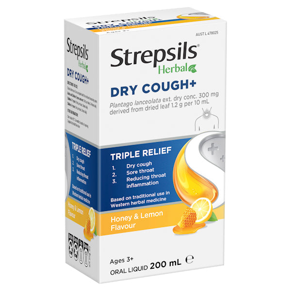 Strepsils Herbal Dry Cough+ Liquid 200mL