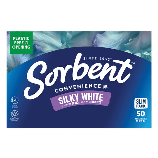 Sorbent Silky White Soft & Strong Tissues 50 Pack