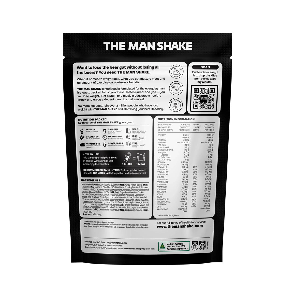 The Man Shake Choc Chip Cookie Dough 840g