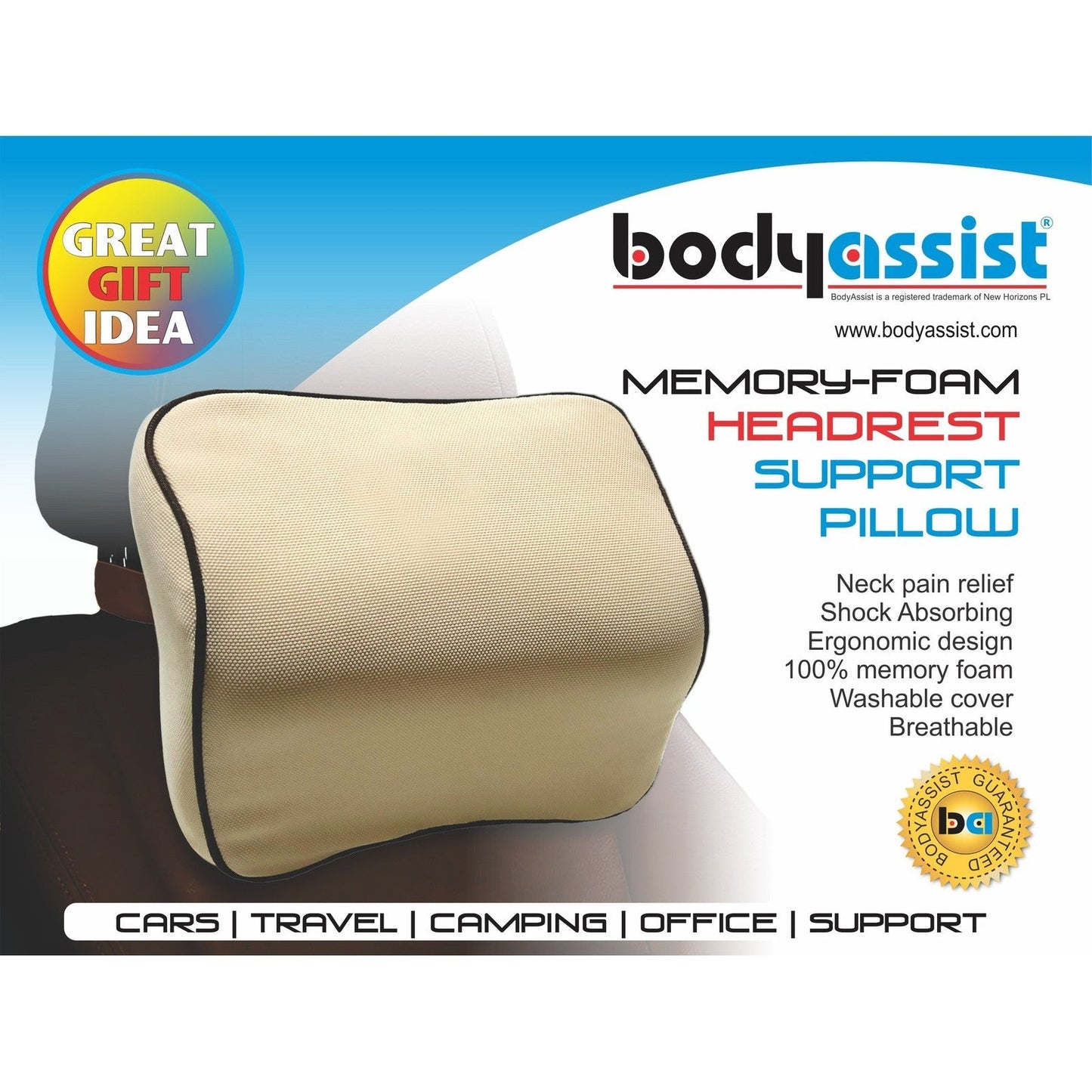 Body Assist Memory-foam Headrest Support Pillow - Cutprice Online