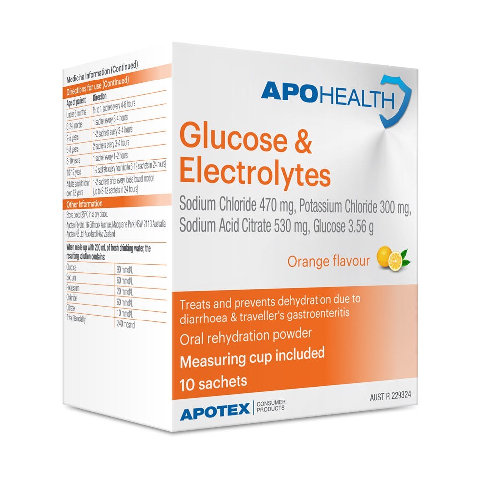 Apohealth Glucose & Electrolytes Orange Flavour 10 Sachets - Cutprice Online