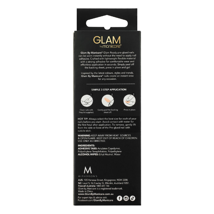 Glam by Manicare Glam Ready Pre-Glued Nails - A Little Bit Pretty 30 Pack
