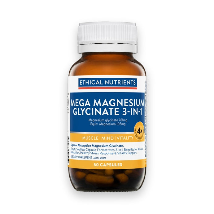Ethical Nutrients Mega Magnesium Glycinate 3-in-1 50 Capsules