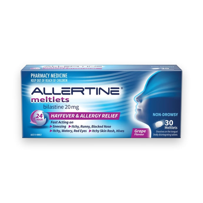 Allertine 20mg Meltlets Grape 30 Tablets