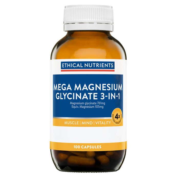 Ethical Nutrients Mega Magnesium Glycinate 3-in-1 100 Capsules