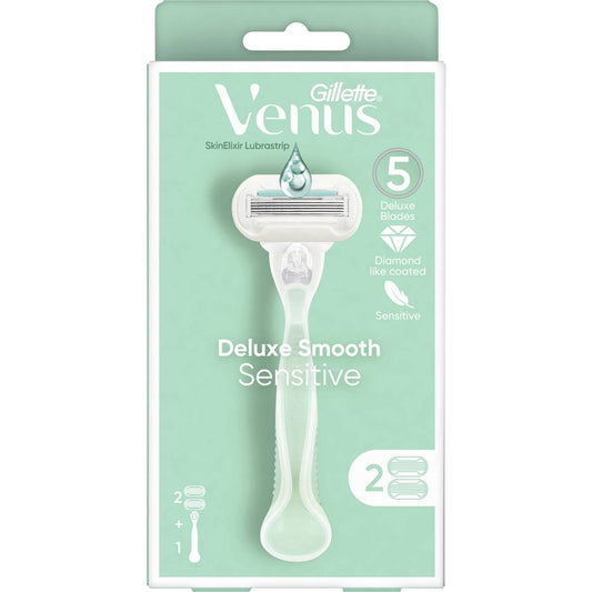 Gillette Venus Deluxe Smooth Sensitive Razor With 2 Razor Blades - Cutprice Online