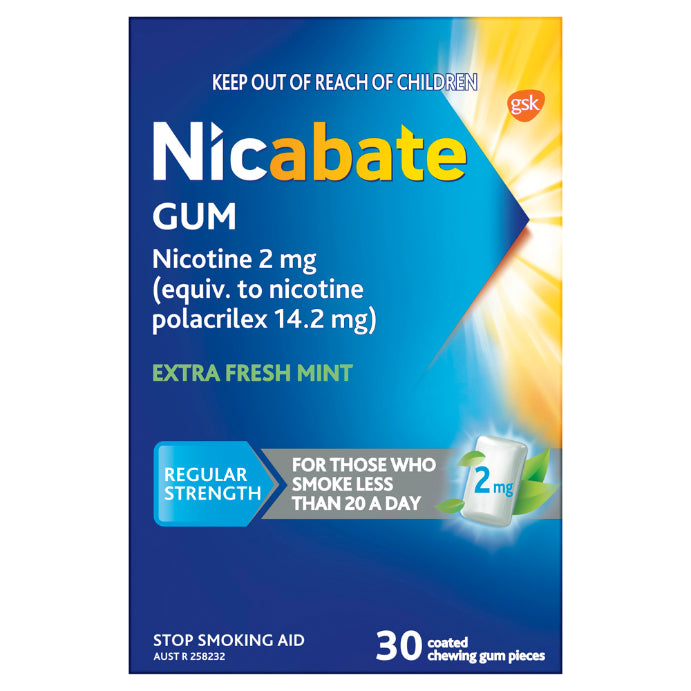 Nicabate Extra Fresh Mint Gum Quit Smoking 2mg 30 Pack - Cutprice Online