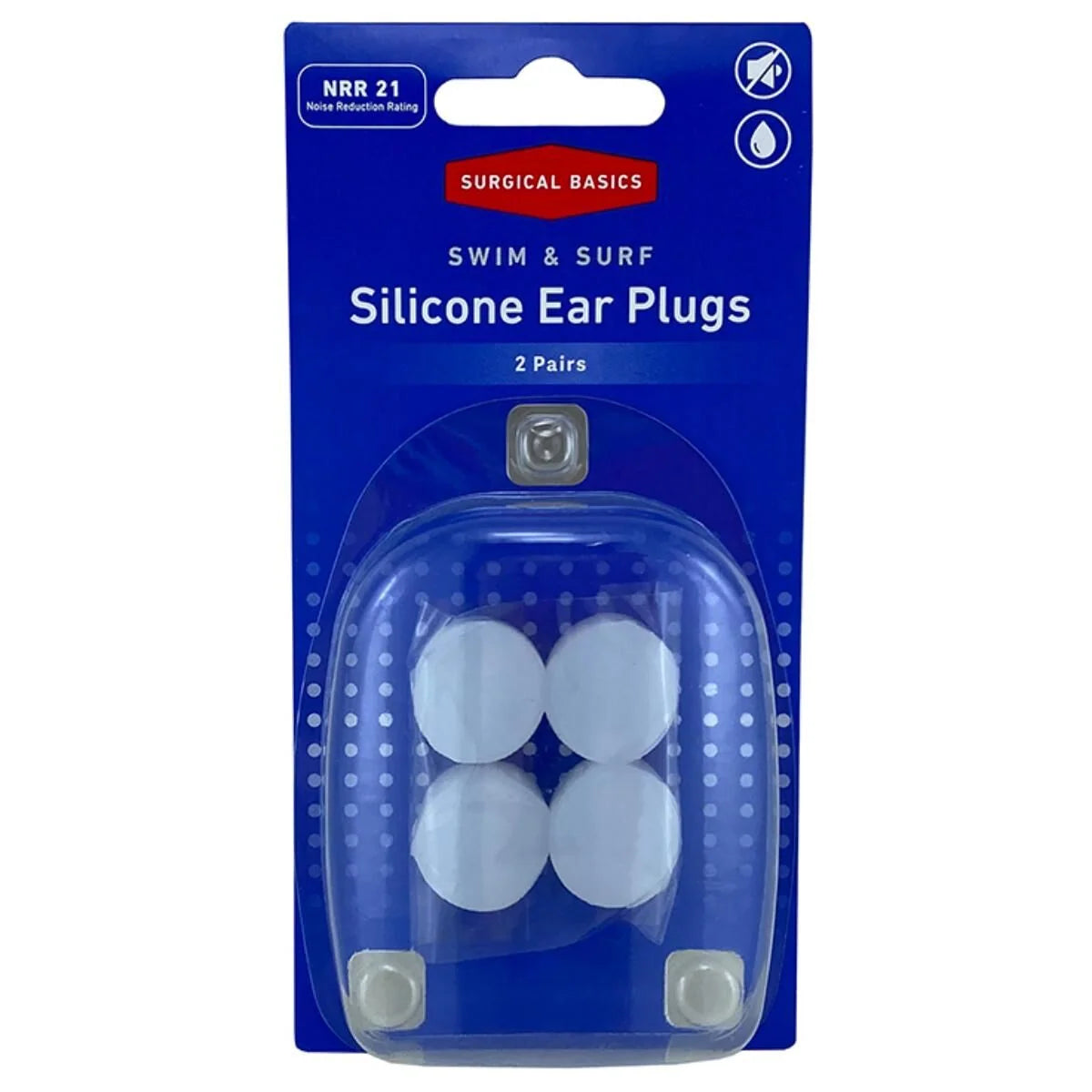 Surgical Basics Silicone Swim & Surf Ear Plugs NRR 21 2 Pairs