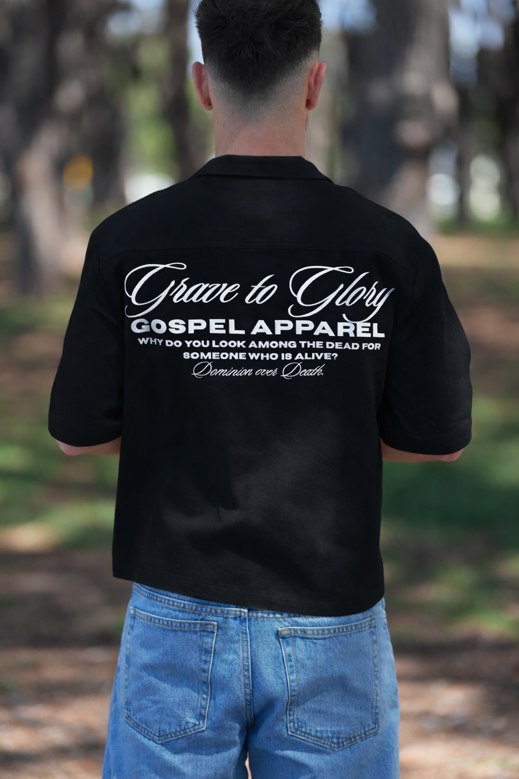 GOSPEL APAREL - BLACK GRAVE TO GLORY BUTTON UP