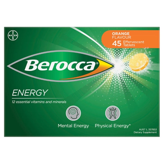 Berocca Energy Orange Flavour 45 Effervescent Tablets - Cutprice Online