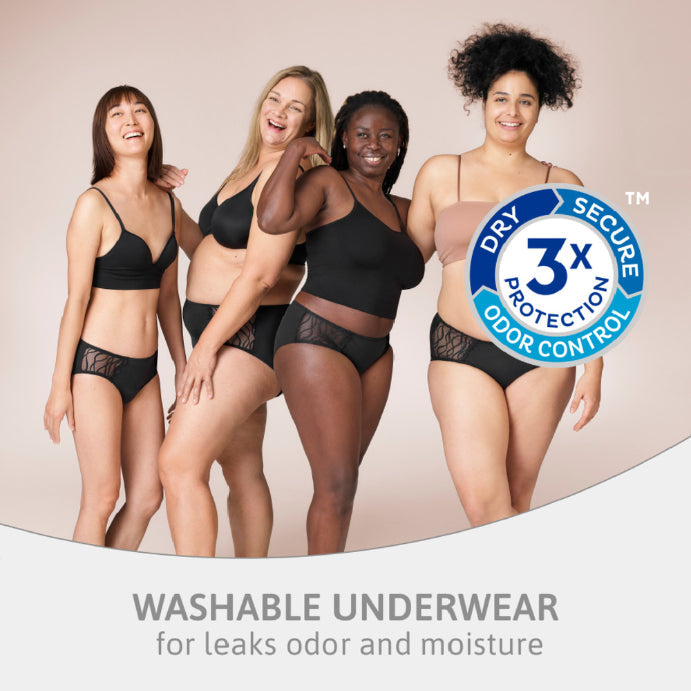 Tena Washable Absorbent Underwear Classic Black 12-14 1 Pack