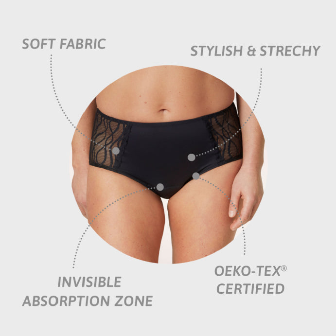 Tena Washable Absorbent Underwear Classic Black 14-16 1 Pack