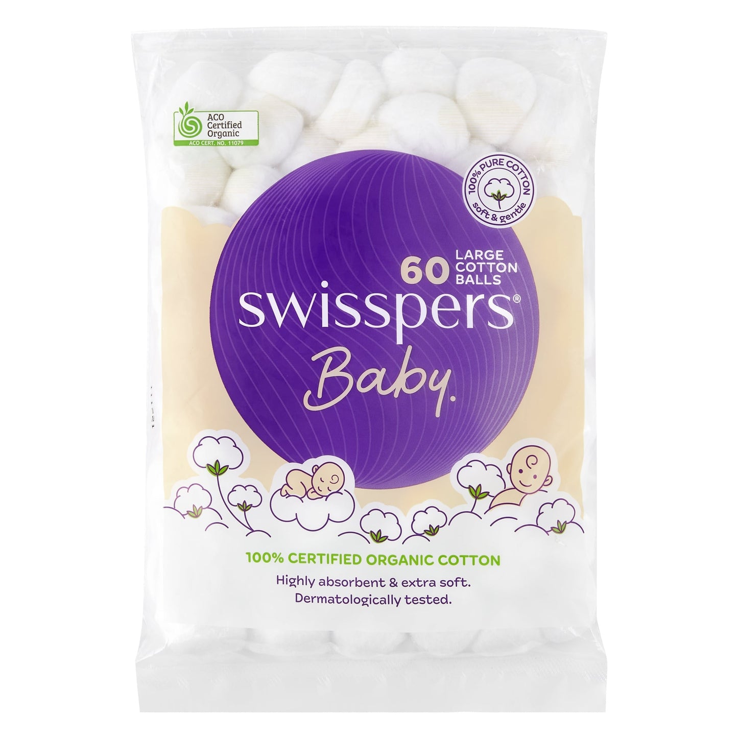 Swisspers Baby Organic Cotton Large Balls 60 - Cutprice Online
