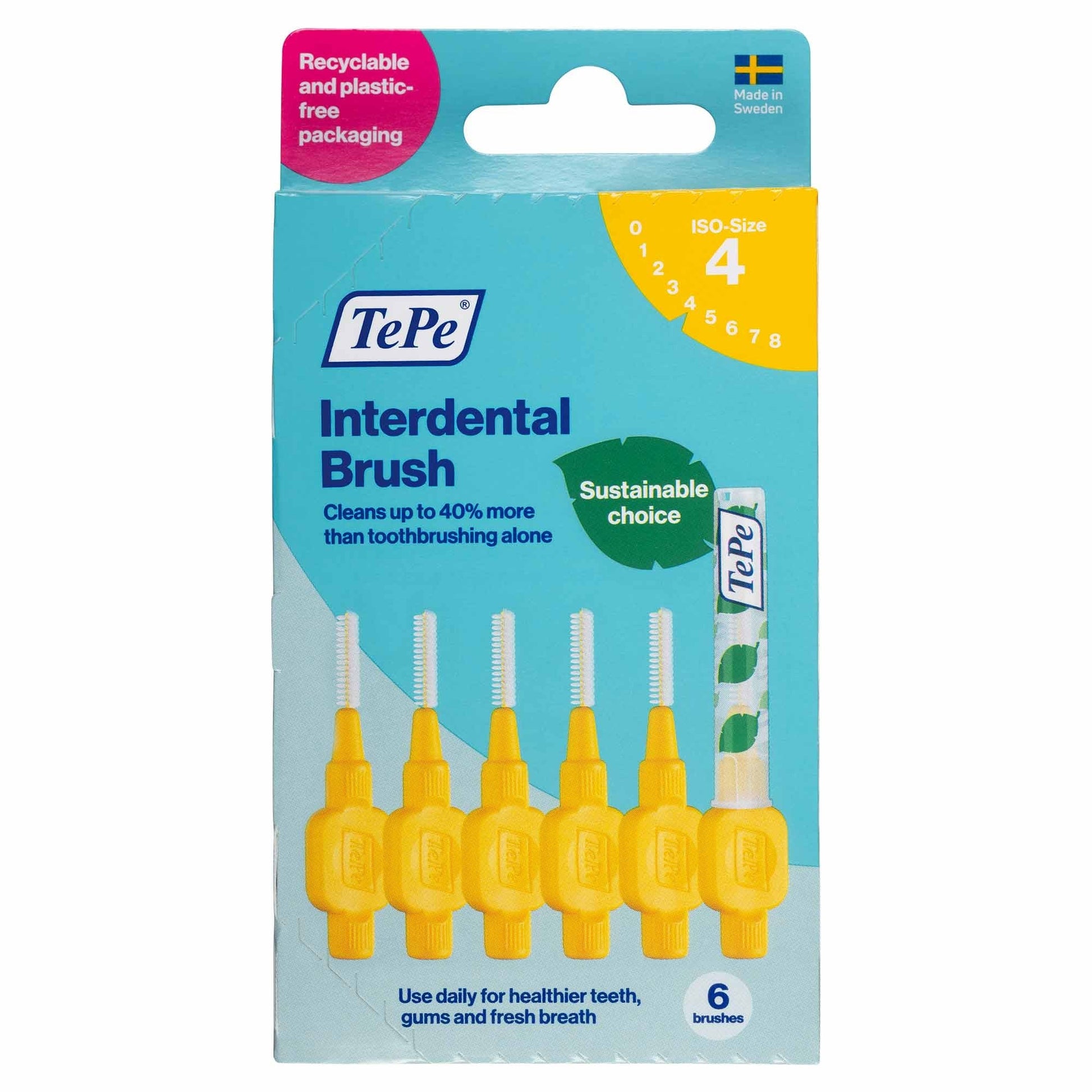 TePe Interdental Brush - Fine Yellow (0.7mm) 6 Pack - Cutprice Online